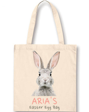 Grey Easter Bunny Personalised Easter Bag