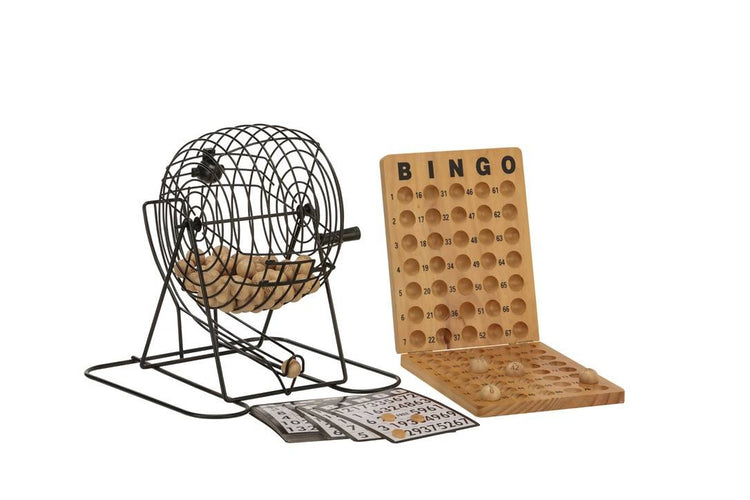 Bingo 75 Player Set With Metal Cage and Wooden Scoreboard