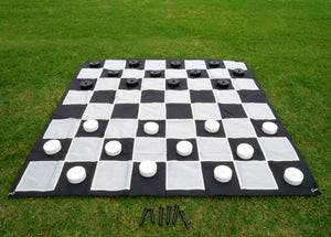 Giant Size Plastic Outdoor Checkers Game Set with Mat 1.5x1.5m