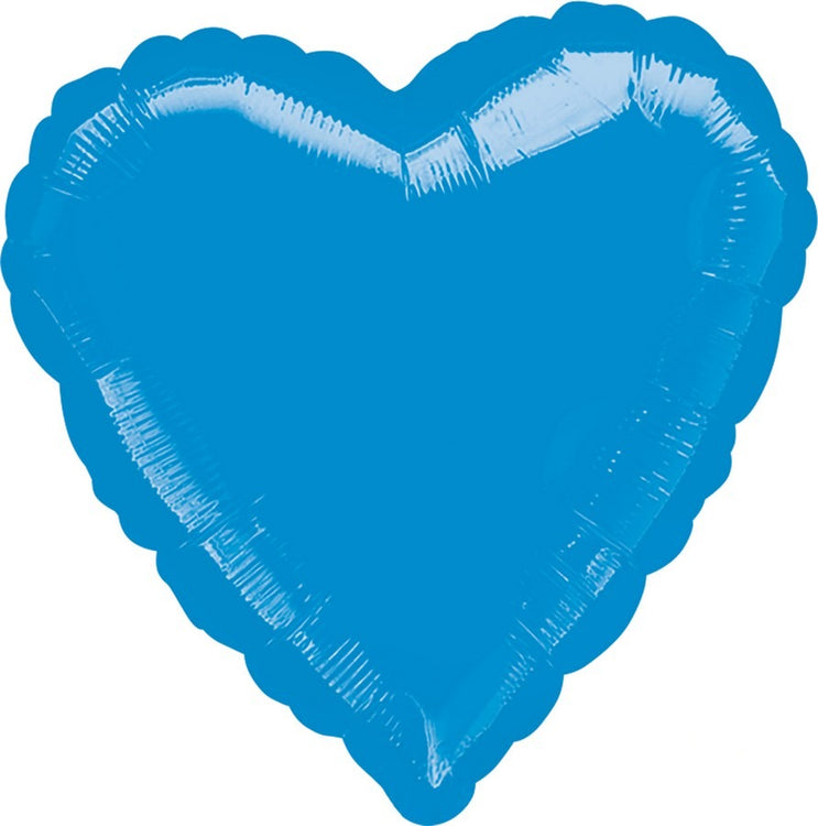 45cm Standard Heart HX Metallic Blue Balloon