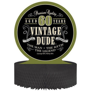 Vintage Dude 60th Birthday Centrepiece Honeycomb 30cm