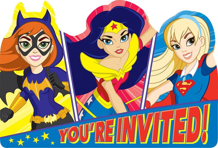 DC Super Hero Girls Postcard Invitations Pack of 8