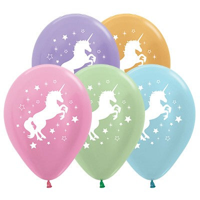 Sempertex 30cm Unicorn Sparkles & Stars Satin Pearl & Metallic Assorted Latex Balloons, 25PK Pack of 25