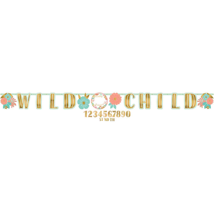 Boho Birthday Girl Wild Child Jumbo Add an Age Letter Banner