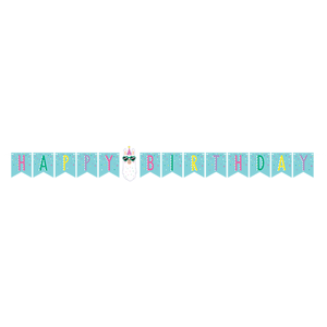 Llama Party Happy Birthday Shaped Banner 1.6m