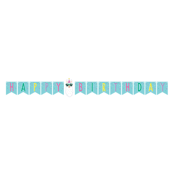 Llama Party Happy Birthday Shaped Banner 1.6m