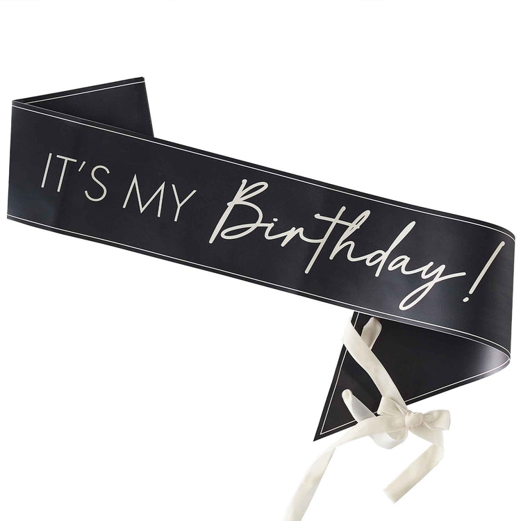 Champagne Noir Black & Nude Its My Birthday Sash