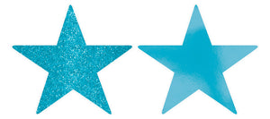 Solid Star Cutouts Foil & Glitter -  Caribbean Blue Pack of 5