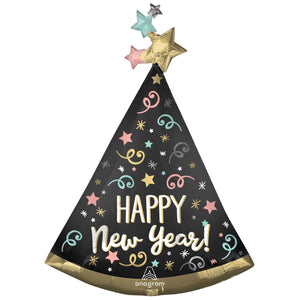 SuperShape Confetti Satin Happy New Year Hat 91cm Foil Balloon
