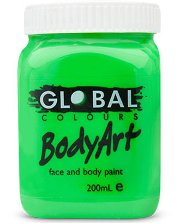 BodyArt Fluoro Green Paint Jar 200ml