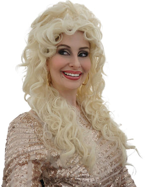 Big Blonde Dolly Long Curly Platinum Blonde Wig