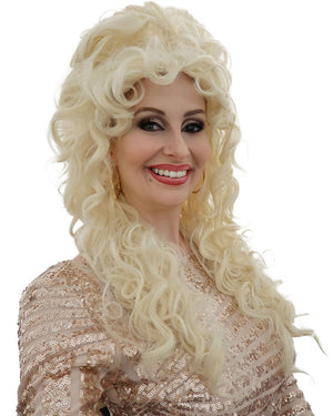 Big Blonde Dolly Long Curly Platinum Blonde Wig