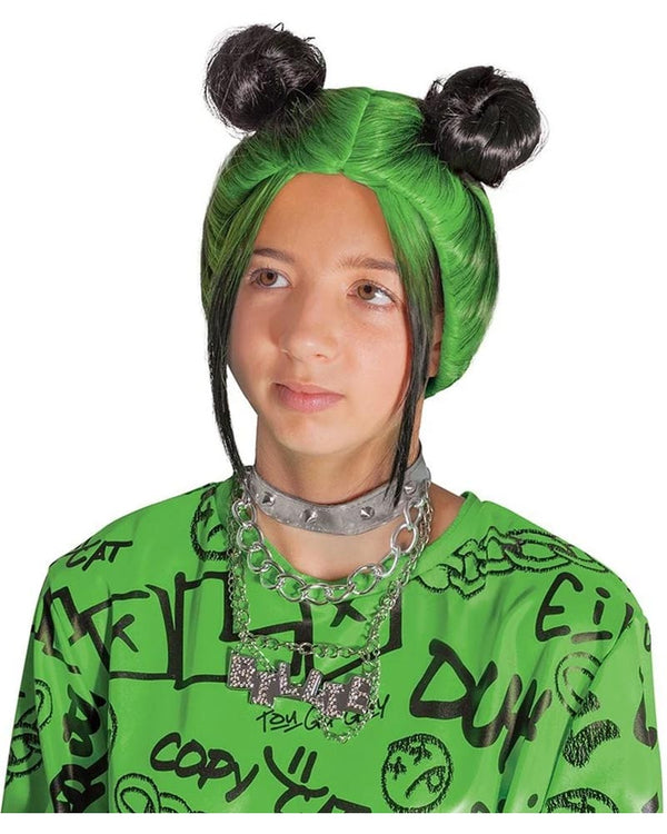 Billie Eilish Double Green Bun Child Wig