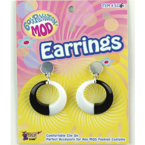 60s Black and White Mod Earrings