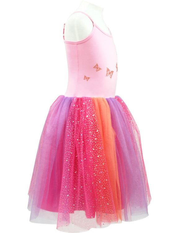 Butterfly Skies Party Dress with Rose Gold Butterfly Print Girls Costume