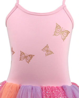 Butterfly Skies Party Dress with Rose Gold Butterfly Print Girls Costume