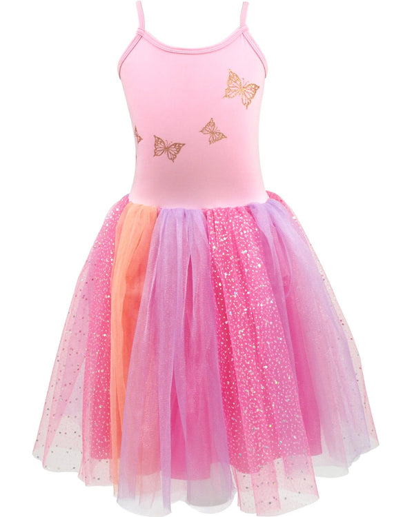 Butterfly Skies Party Dress with Rose Gold Butterfly Print Girls Costume