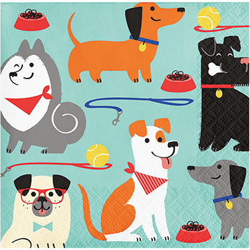 Dog Party Beverage Napkins Pack of 16