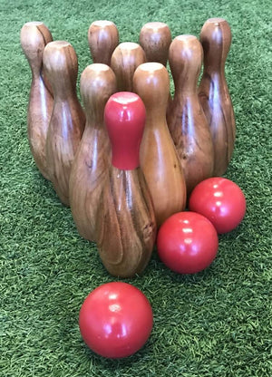 Outdoor Wooden Skittles Bowling Lawn Game Set