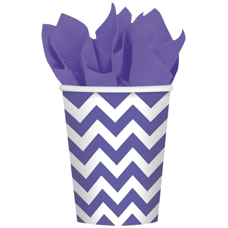 Chevron 266ml Cups New Purple Pack of 8