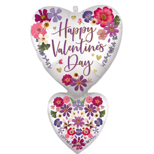 Happy Valentines Day Pressed Flowers 78cm SuperShape Foil Balloon