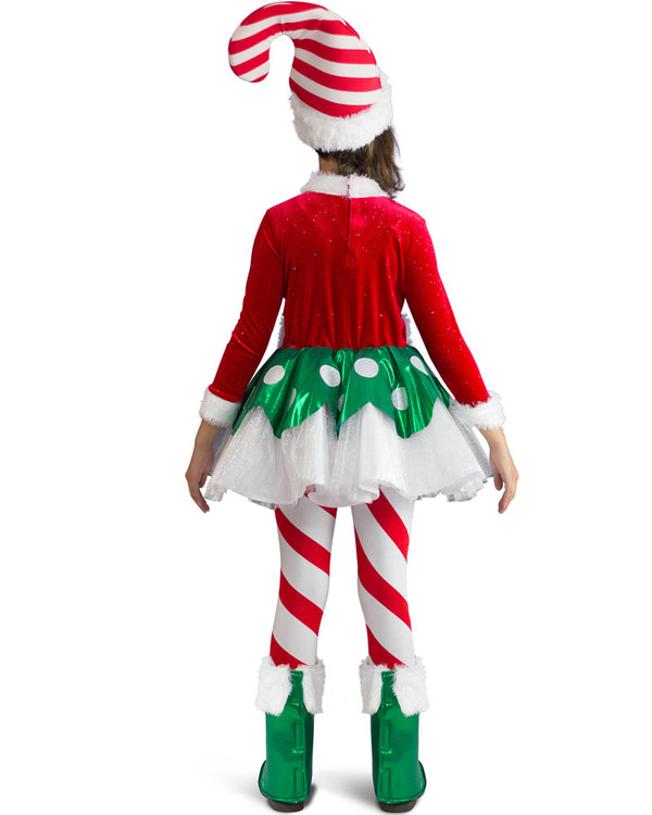 Candy Cane Elf Princess Kids Christmas Costume