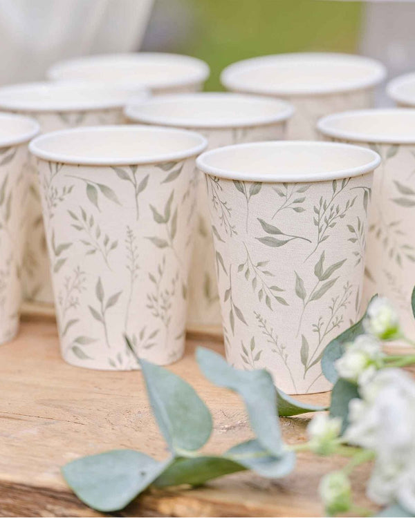 Christening White & Green Christening Paper Cups