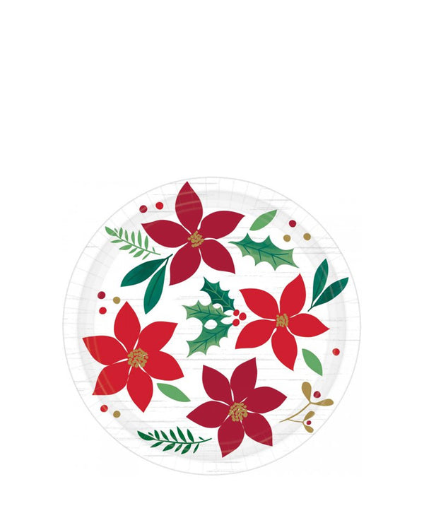 Christmas Wishes Round Paper Lunch Plates Pack of 8