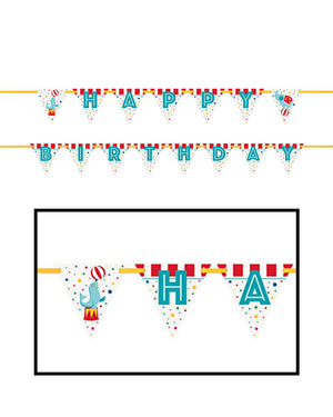 Circus Carnival Happy Birthday Pennant Flag Banner 3m