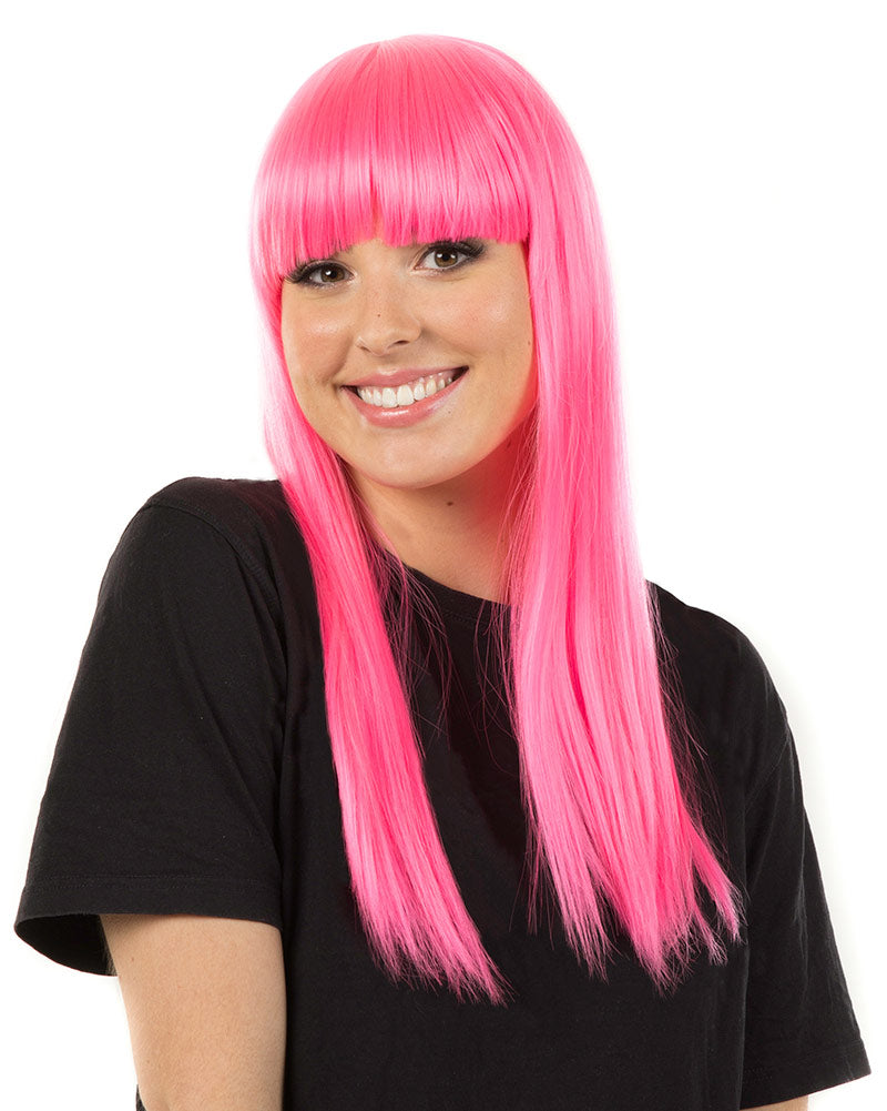 Fashion Deluxe Neon Pink Long Wig