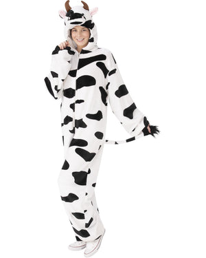 Cow Hooded  Jumpsuit Adult Costume