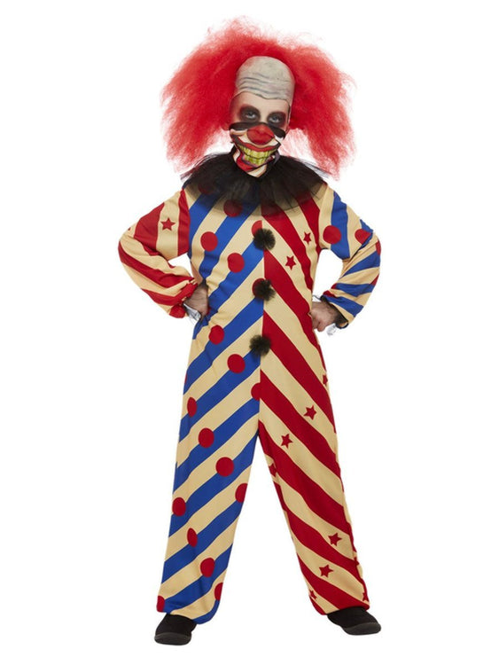 Creepy Red and Blue Clown Boys Costume