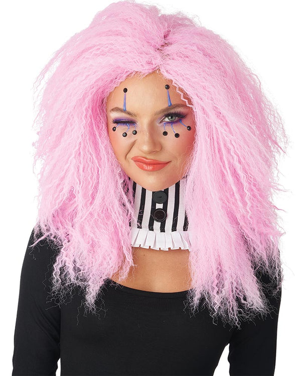 Crimped N Kooky Pink Wig