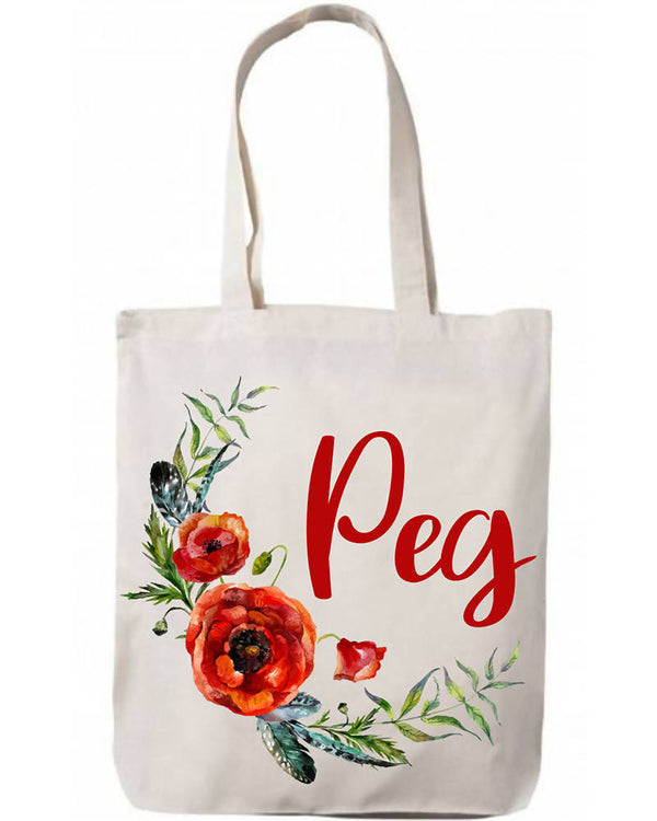 Poppy Flowers Personalised Bag