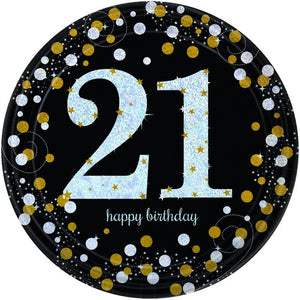 Sparkling Celebration 21st 23cm Round Plates Pack of 8