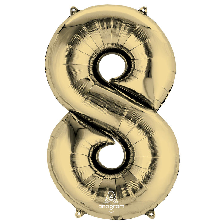 SuperShape White Gold Numeral 8. L34 Balloon