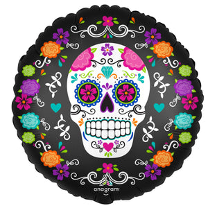 45cm Standard XL Satin Sugar Skull & Marigolds S40