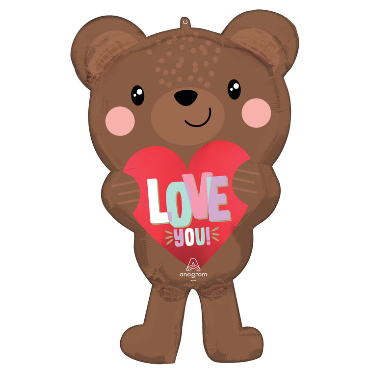 Satin Brown Love You Bear 76cm SuperShape Foil Balloon