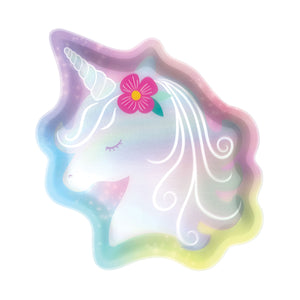 Enchanted Unicorn Iridescent Foil Shaped Paper Plates Pack of 8