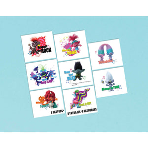 Trolls World Tour Metallic Tattoos Pack of 8