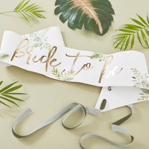 Botanical Hen Party Gold Foiled Bride To Be Sash