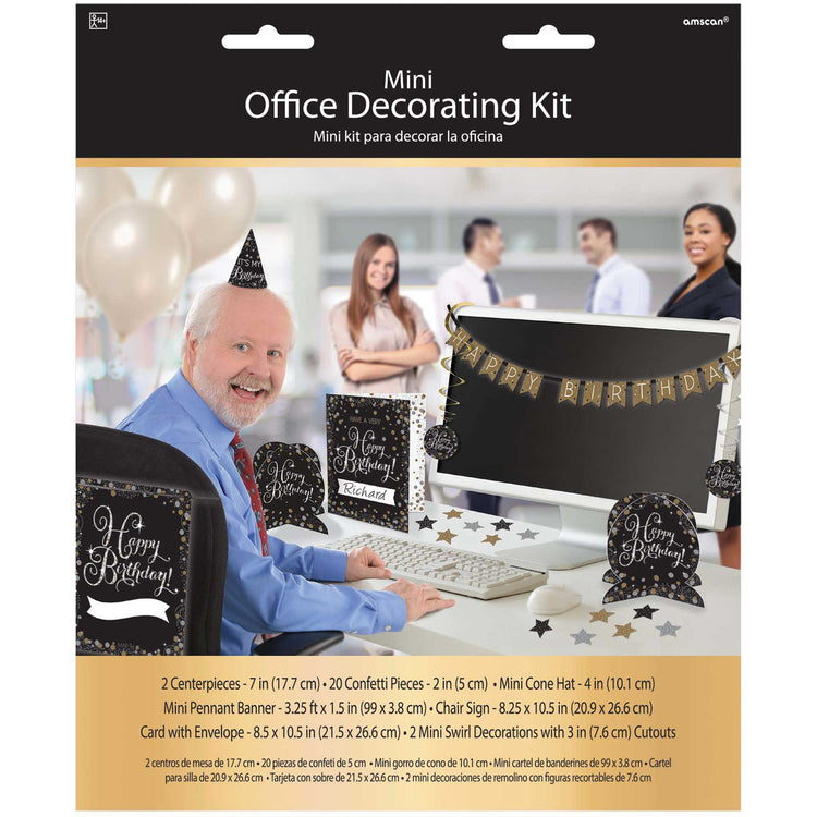 Sparkling Celebration Happy Birthday Mini Office Decorating Kit