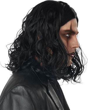 Dark Avenger Curly Long Black Wig