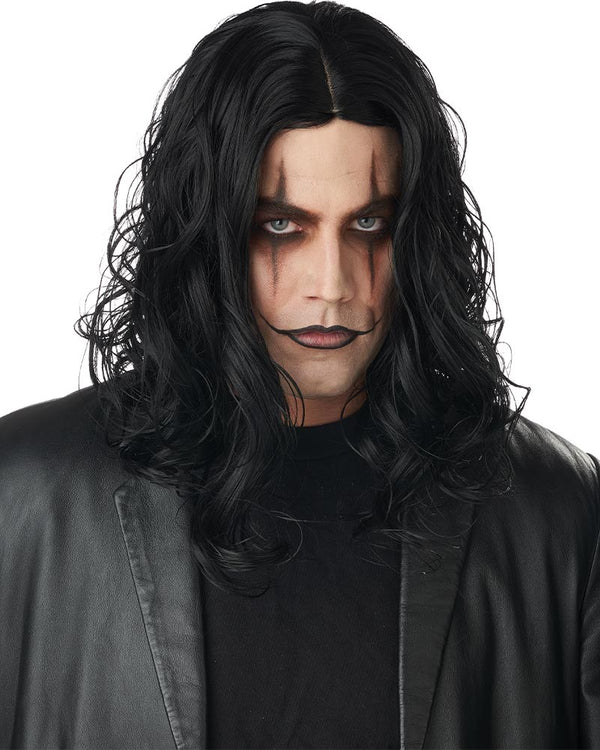 Dark Avenger Curly Long Black Wig