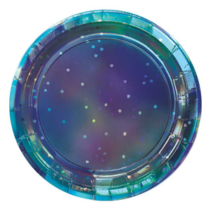 Sparkling Sapphire 9in /23cm Round Iridescent Plates Pack of 8