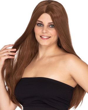 Deluxe Straight Long Brown Wig