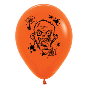 Sempertex 30cm Zombie Horror Fashion Orange Latex Balloons, 6PK Pack of 6