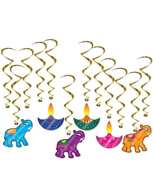 Diwali Hanging Swirl Decorations Pack of 12