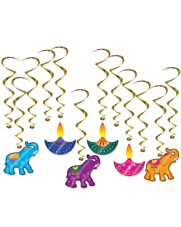 Diwali Hanging Swirl Decorations Pack of 12