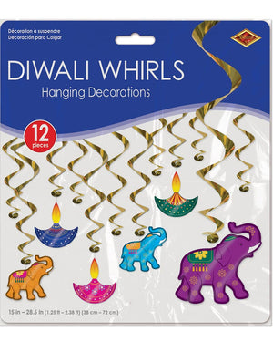 Diwali Hanging Swirl Decorations Pack of 12